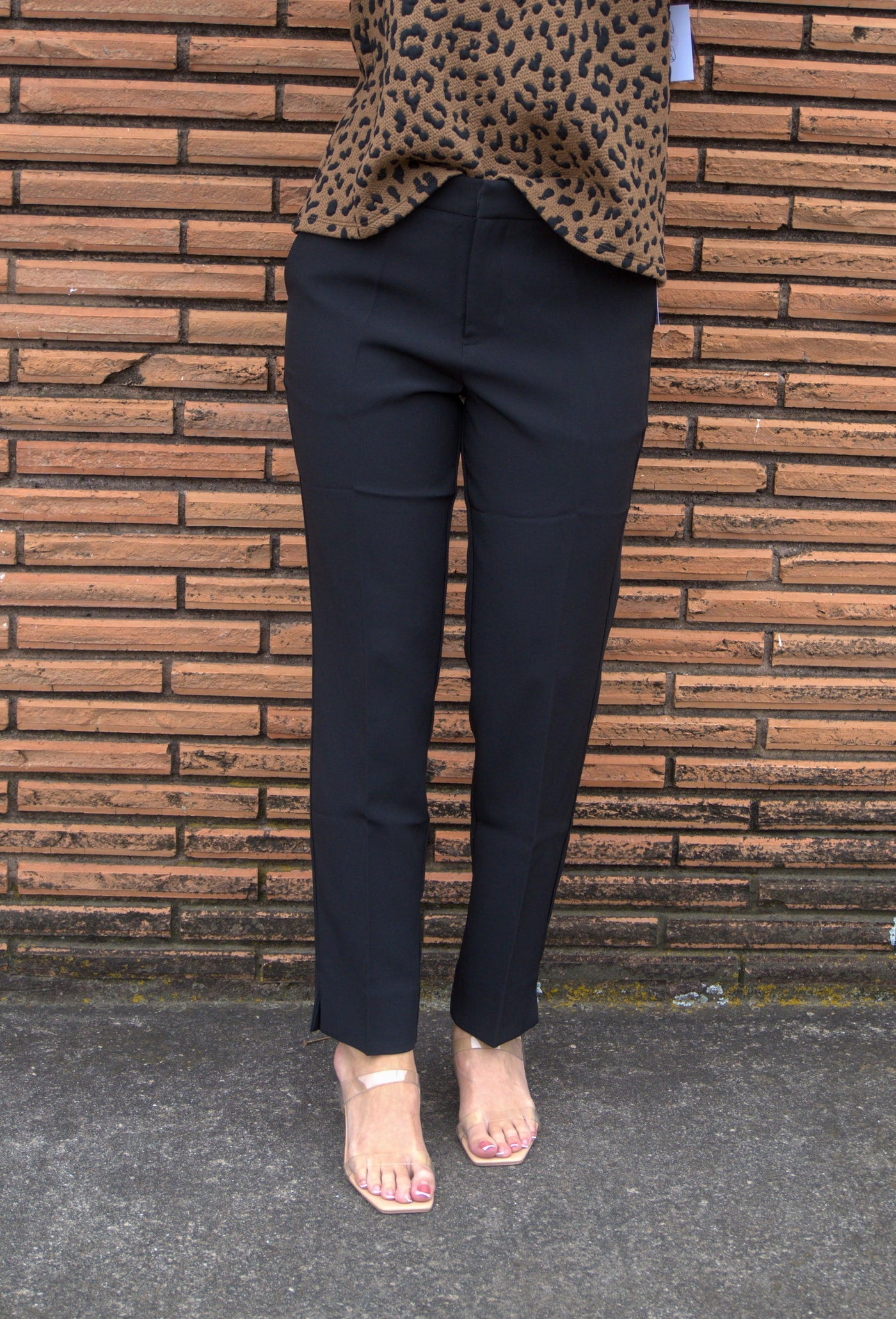 High-waisted Cigarette Pants-Ankle Pants,Business Casual,Chic,Cigarette Pants,clothing,Fitted,High Rise,Pants,Slim Fit,Slim Straight,Straight Leg,Women,women's-[option4]-[option5]-[option6]-Bella Bliss Boutique in Texas