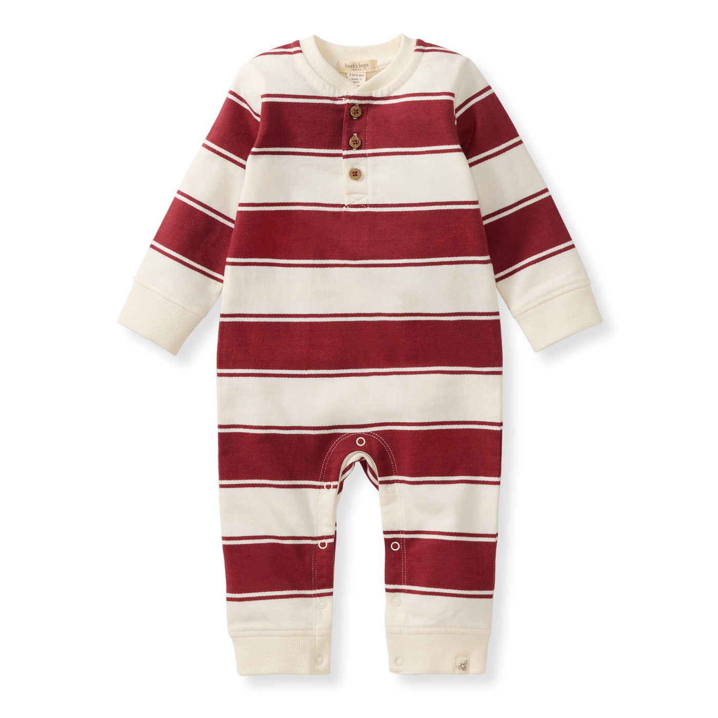 Holiday Rugby Stripe Organic Cotton Jumpsuit-Burt's Bees Baby,Children & Tweens,children's,Childrens/Tween,clothing,Jumpsuits & Rompers,Rompers,Women,women's-[option4]-[option5]-[option6]-Bella Bliss Boutique in Texas