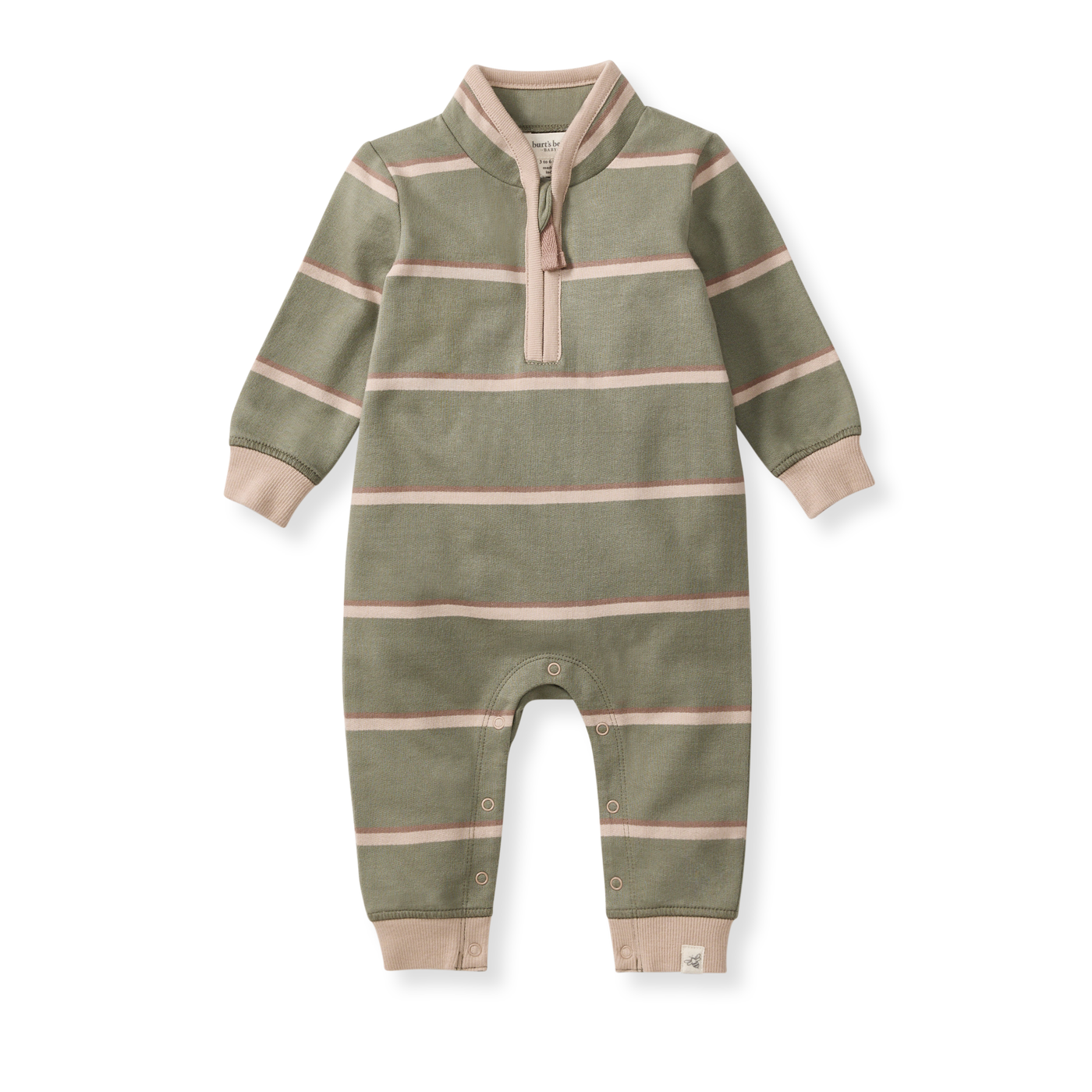 Holland Stripe Infant Jumpsuit-Burt's Bees Baby,button closure,Children & Tweens,children's,Cotton Romper,Jumpsuits & Rompers,Striped,Zipper Detail-Tranquility-Newborn-[option4]-[option5]-[option6]-Bella Bliss Boutique in Texas
