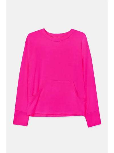 Hot Pink Modal Pocket Tee-Children & Tweens, Children/Tween, Childrens/Tween, clothing, Hot Pink, Long Sleeve, Modal Knit, pocket tee, Tween 7-14, Tweens 7-14-7-[option4]-[option5]-[option6]-Bella Bliss Boutique in Texas