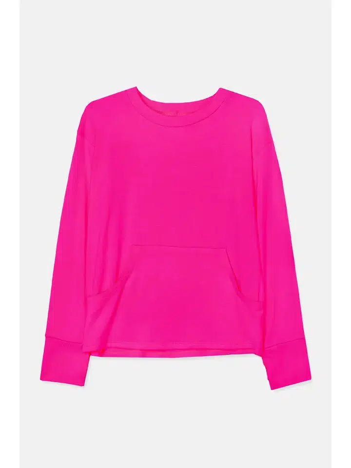 Hot Pink Modal Pocket Tee-Children & Tweens,Children/Tween,Childrens/Tween,clothing,Hot Pink,Long Sleeve,Modal Knit,pocket tee,Sale,Tops,Tween 7-14,Tweens 7-14-[option4]-[option5]-[option6]-Bella Bliss Boutique in Texas