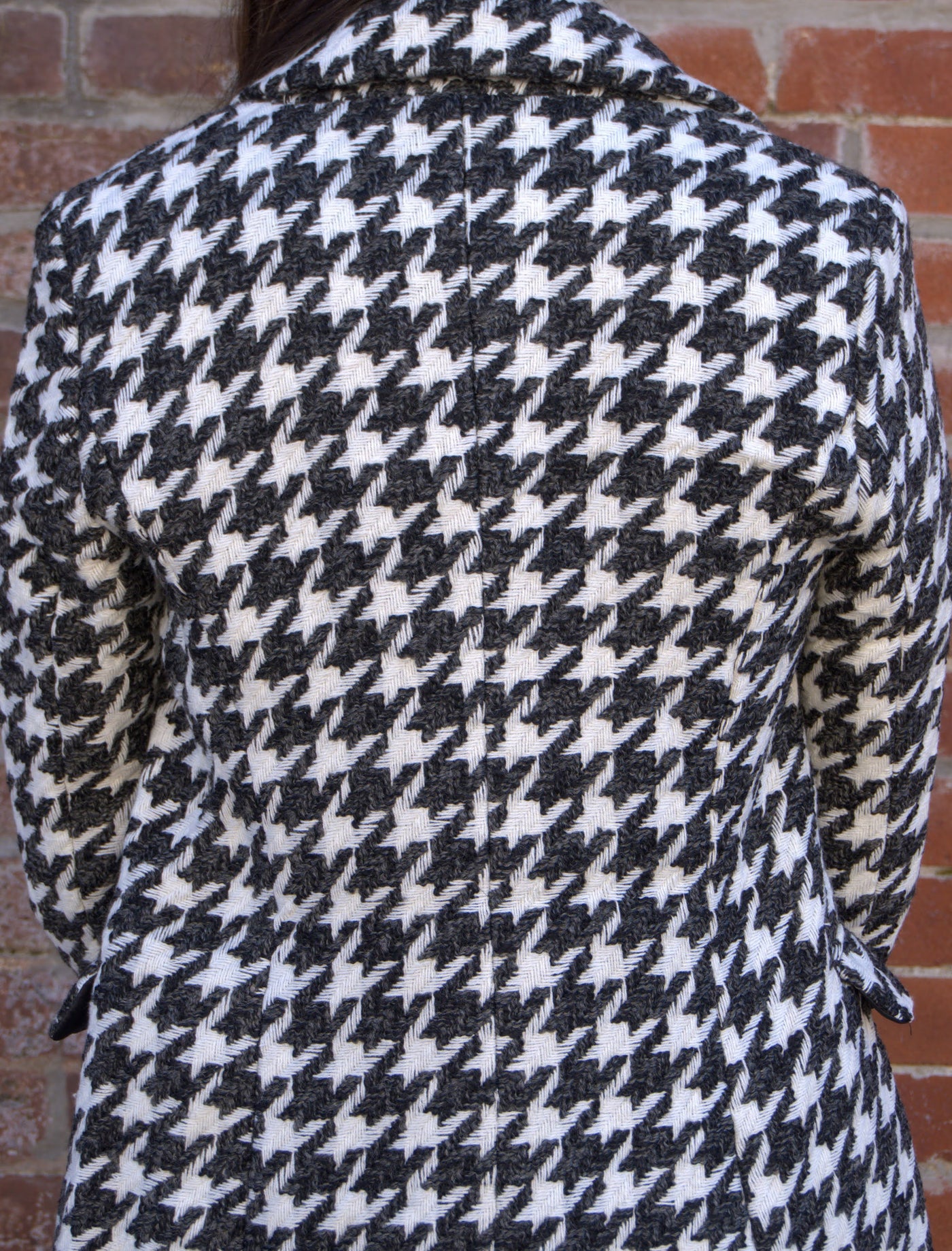 Houndstooth double-breasted mid-length jacket-Black & White,Button Detail,Button Front,Half Length,Houndstooth,Jackets,Outerwear,Women,women's-[option4]-[option5]-[option6]-Bella Bliss Boutique in Texas