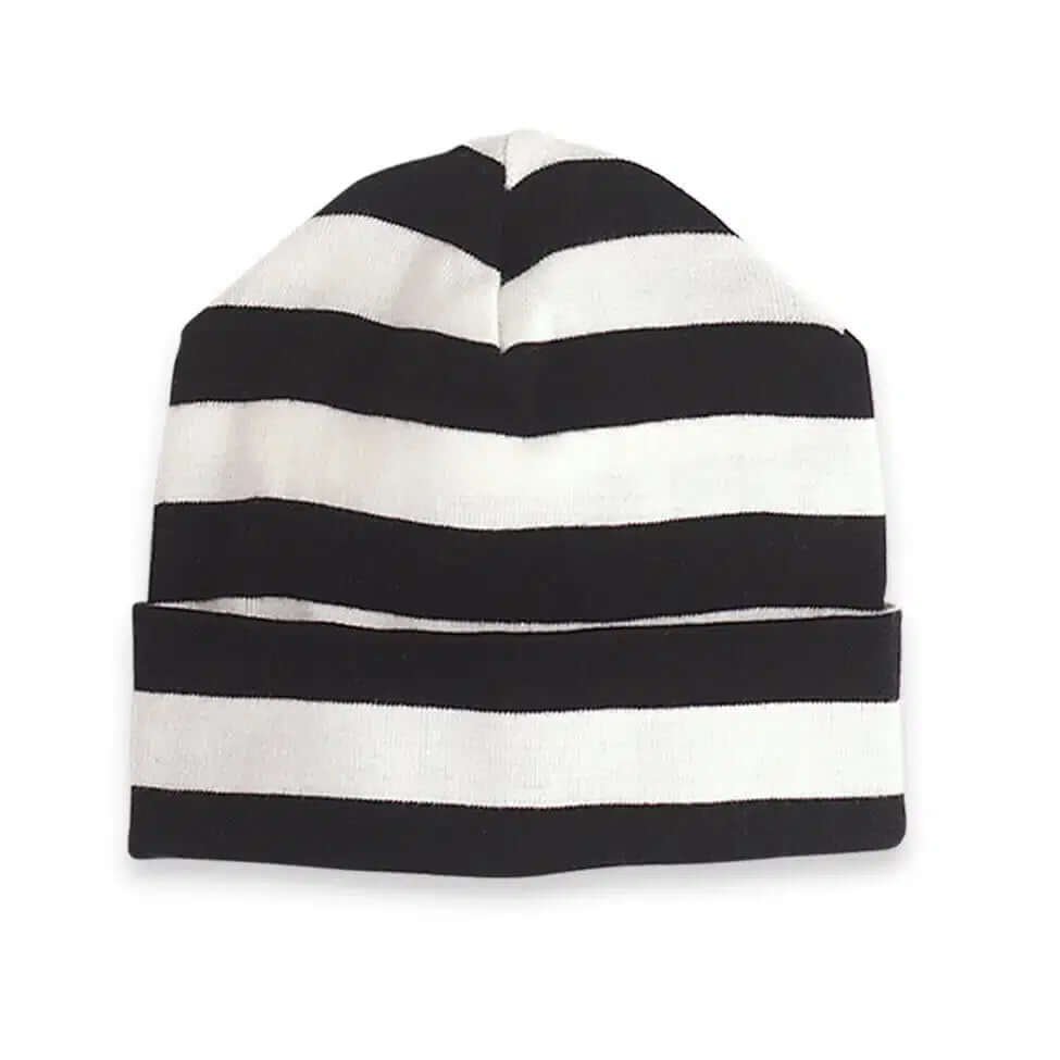 Infant Black Striped Hat - 3M/24M Only-Beanie,Black,Black & Ivory,Children & Tweens,children's Accessories,hat,Hats,Infant to 6,Striped-[option4]-[option5]-[option6]-Bella Bliss Boutique in Texas