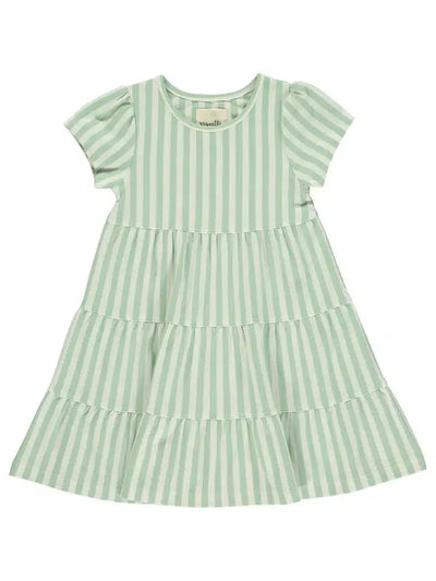 Iona Striped Dress-Berry Cream Stripe, Children & Tweens, children's, clothing, dress, dresses, Green and Cream Stripe, Infant to 6, stripe, Striped, Tweens 7-14-5-Green & Cream Stripe-[option4]-[option5]-[option6]-Bella Bliss Boutique in Texas