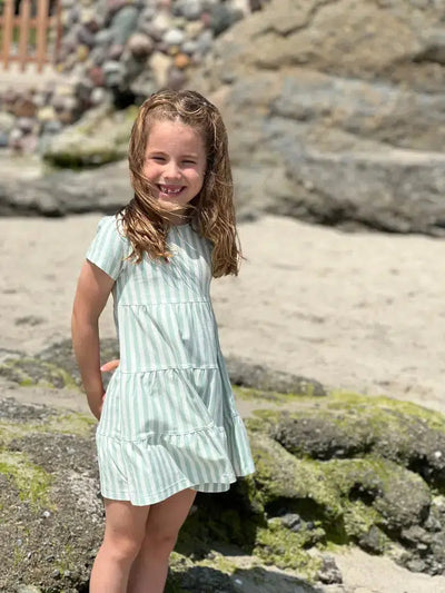 Iona Striped Dress-Berry Cream Stripe, Children & Tweens, children's, clothing, dress, dresses, Green and Cream Stripe, Infant to 6, stripe, Striped, Tweens 7-14-[option4]-[option5]-[option6]-Bella Bliss Boutique in Texas