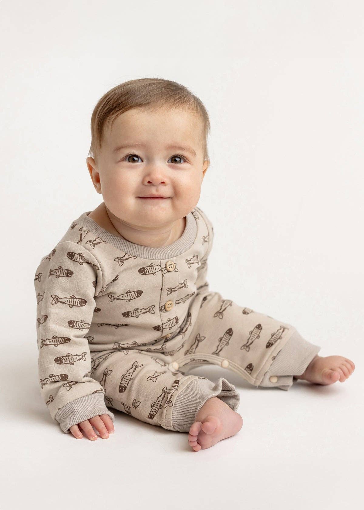 Isaiah Romper-Beige,boys,Button Front,Children & Tweens,clothing,Footless,Infant to 6,Long Sleeve,mabel + honey,pockets,Rompers-[option4]-[option5]-[option6]-Bella Bliss Boutique in Texas