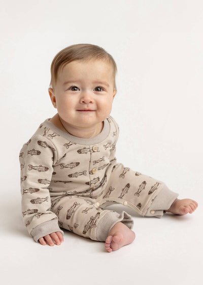 Isaiah Romper-Beige,boys,Button Front,Children & Tweens,clothing,Footless,Infant to 6,Long Sleeve,mabel + honey,pockets,Rompers-[option4]-[option5]-[option6]-Bella Bliss Boutique in Texas