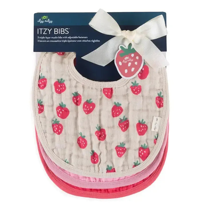 Itzy Bibs-3 Pack,3-Piece Set,Baby Gifts,Bib,Bibs,Check Yes!,Giddy Up,gift,Gift Sets,Gifts,Itzy Bibs,Itzy Ritzy,misc,Miscellaneous,Strawberries + Cream-Strawberries + Cream-[option4]-[option5]-[option6]-Bella Bliss Boutique in Texas
