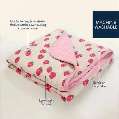 Itzy Blanket-Baby Gifts,Blanket,Check Yes!,Giddy Up,gift,Gifts,Itzy Blanket,Itzy Ritzy,misc,Miscellaneous,Receiving Blanket,Reversible,Reversible Blanket,Strawberries + Cream,Swaddle Blanket-[option4]-[option5]-[option6]-Bella Bliss Boutique in Texas