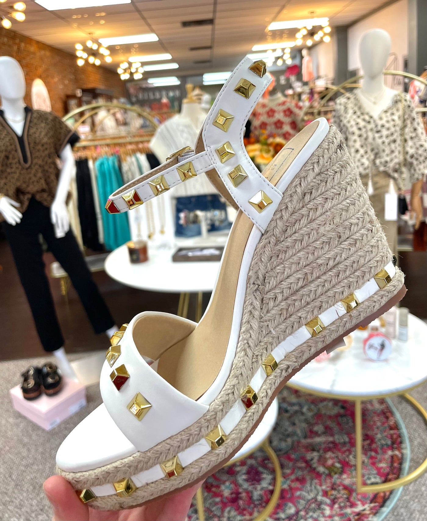 JEMMA Espadrille Wedges-Braided Trim,Gold Accents,Heel,Sale,Shoes,Shu Shop,Studded,Wedge,Women,women's-[option4]-[option5]-[option6]-Bella Bliss Boutique in Texas