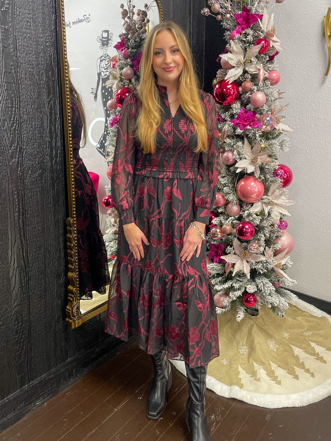 Jacquard Reverie Midi Dress XS Jacquard Reverie Midi Dress XS