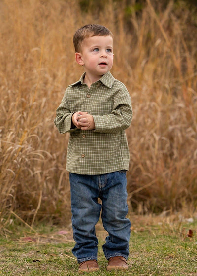 James Shirt-boys,Button Detail,button down,Casual,Children & Tweens,children's,Childrens/Tween,clothing,green,Infant to 6,Lightweight,Long Sleeve,mabel + honey,Tops-2T-[option4]-[option5]-[option6]-Bella Bliss Boutique in Texas