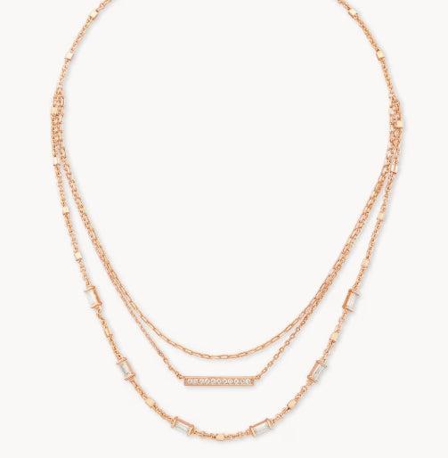 Kendra Scott Addison Triple Strand Necklace-14k Gold,Chain Necklace,CZ,Jewelry,Kendra Scott,necklace,necklaces,Rose Gold,Women,women's-[option4]-[option5]-[option6]-Bella Bliss Boutique in Texas