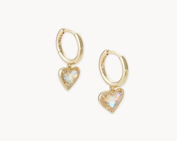 Kendra Scott Ari Heart Huggie Earrings-14k Gold,Dangle Earrings,Earring,Earrings,Hoop Earrings,Jewelry,Kendra Scott,Leverback Earrings,Post Earrings,Post Hoop Earrings,Women,women's-[option4]-[option5]-[option6]-Bella Bliss Boutique in Texas