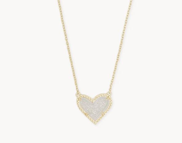 Kendra Scott Ari Heart Pendant Necklace-14k Gold,drusy,heart,Heart Charm,Jewelry,Kendra Scott,necklace,necklaces,Pendant Necklace,Women,women's-[option4]-[option5]-[option6]-Bella Bliss Boutique in Texas