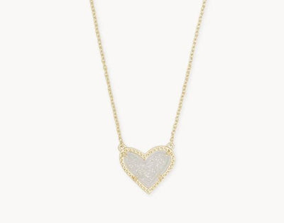 Kendra Scott Ari Heart Pendant Necklace-14k Gold,drusy,heart,Heart Charm,Jewelry,Kendra Scott,necklace,necklaces,Pendant Necklace,Women,women's-[option4]-[option5]-[option6]-Bella Bliss Boutique in Texas