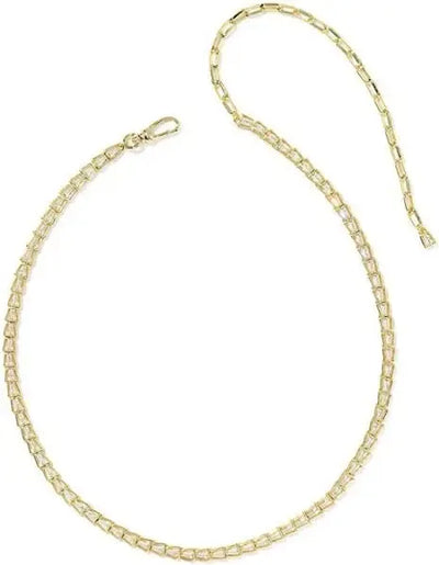Kendra Scott Bella Tennis Necklace-14k Gold,Chain Necklace,Clear CZ,CZ,Jewelry,Kendra Scott,Link Necklace,necklace,necklaces,rhodium,tennis,Women-[option4]-[option5]-[option6]-Bella Bliss Boutique in Texas