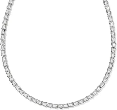 Kendra Scott Bella Tennis Necklace-14k Gold,Chain Necklace,Clear CZ,CZ,Jewelry,Kendra Scott,Link Necklace,necklace,necklaces,rhodium,tennis,Women-[option4]-[option5]-[option6]-Bella Bliss Boutique in Texas