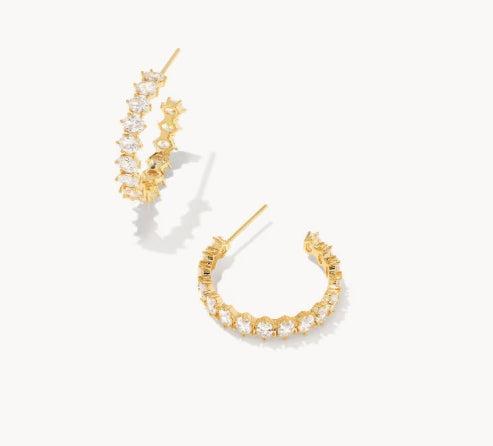 Kendra Scott Cailin Crystal Hoop Earrings-14k Gold,Crystal,Crystals,Earring,Earrings,Hoop Earrings,Jewelry,Kendra Scott,Post Earrings,Post Hoop Earrings,Women,women's-[option4]-[option5]-[option6]-Bella Bliss Boutique in Texas