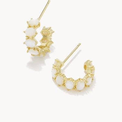 Kendra Scott Cailin Crystal Huggie Earring-14k Gold,Earring,Earrings,Gifts for Her,gold,Hoop Earrings,Jewelry,Kendra Scott,Mother of Pearl,Post Earrings,Post Hoop Earrings,Women,women's-[option4]-[option5]-[option6]-Bella Bliss Boutique in Texas