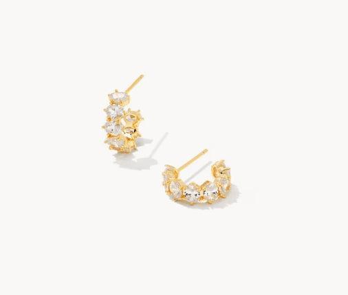 Kendra Scott Cailin Crystal Huggie Earrings-14k Gold,Crystal,Crystals,Earring,Earrings,Hoop Earrings,Jewelry,Post Earrings,Post Hoop Earrings,Women,women's-[option4]-[option5]-[option6]-Bella Bliss Boutique in Texas