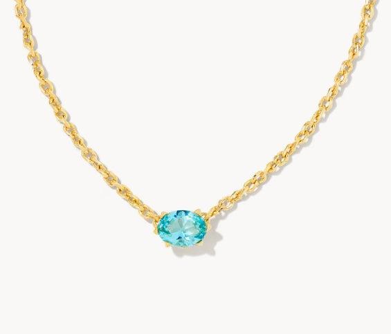Kendra Scott Cailin Crystal Pendant Necklace-14k Gold,Birthstone Charms,Clear CZ,CZ,Jewelry,Kendra Scott,necklace,necklaces,Pendant Necklace,Women,women's-Aqua Crystal-[option4]-[option5]-[option6]-Bella Bliss Boutique in Texas