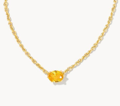 Kendra Scott Cailin Crystal Pendant Necklace-14k Gold,Birthstone Charms,Clear CZ,CZ,Jewelry,Kendra Scott,necklace,necklaces,Pendant Necklace,Women,women's-Golden Yellow Crystal-[option4]-[option5]-[option6]-Bella Bliss Boutique in Texas