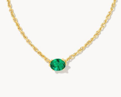 Kendra Scott Cailin Crystal Pendant Necklace-14k Gold,Birthstone Charms,Clear CZ,CZ,Jewelry,Kendra Scott,necklace,necklaces,Pendant Necklace,Women,women's-Green Crystal-[option4]-[option5]-[option6]-Bella Bliss Boutique in Texas