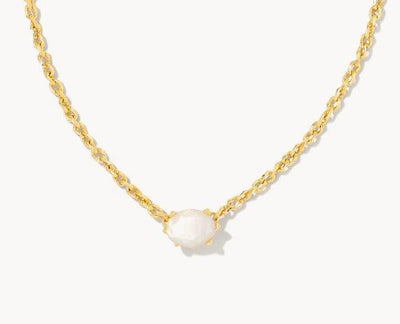 Kendra Scott Cailin Crystal Pendant Necklace-14k Gold,Birthstone Charms,Clear CZ,CZ,Jewelry,Kendra Scott,necklace,necklaces,Pendant Necklace,Women,women's-Ivory Mother Of Pearl-[option4]-[option5]-[option6]-Bella Bliss Boutique in Texas