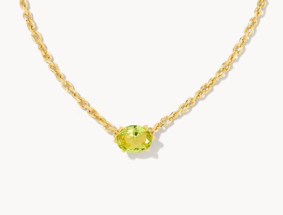 Kendra Scott Cailin Crystal Pendant Necklace-14k Gold,Birthstone Charms,Clear CZ,CZ,Jewelry,Kendra Scott,necklace,necklaces,Pendant Necklace,Women,women's-Peridot Crystal-[option4]-[option5]-[option6]-Bella Bliss Boutique in Texas