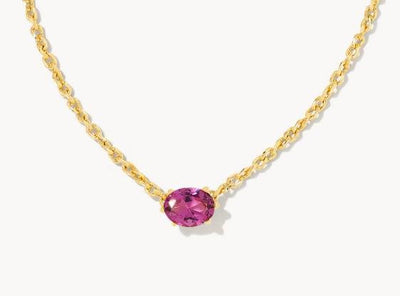 Kendra Scott Cailin Crystal Pendant Necklace-14k Gold,Birthstone Charms,Clear CZ,CZ,Jewelry,Kendra Scott,necklace,necklaces,Pendant Necklace,Women,women's-Purple Crystal-[option4]-[option5]-[option6]-Bella Bliss Boutique in Texas