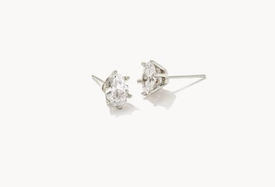 Kendra Scott Cailin Crystal Stud Earrings-Clear CZ,Earring,Earrings,Jewelry,Kendra Scott,Post Earrings,Silver,Women,women's-[option4]-[option5]-[option6]-Bella Bliss Boutique in Texas