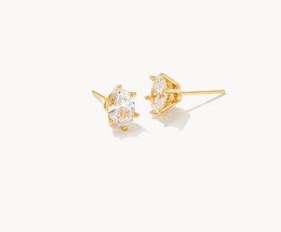 Kendra Scott Cailin Crystal Stud Earrings-14k Gold,Clear CZ,Earring,Earrings,Jewelry,Kendra Scott,Post Earrings,Women,women's-[option4]-[option5]-[option6]-Bella Bliss Boutique in Texas