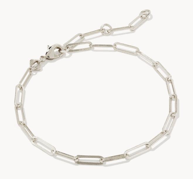 Kendra Scott Courtney Paperclip Bracelet-Bracelet,Bracelets,Chain Bracelet,extendable,Jewelry,Kendra Scott,Lobster Claw,minimalist,Paperclip,Silver,Women,women's-[option4]-[option5]-[option6]-Bella Bliss Boutique in Texas