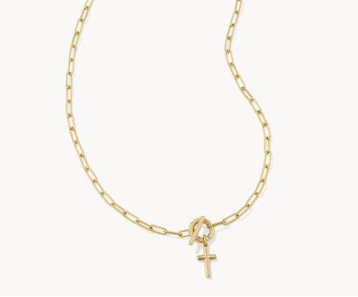 Kendra Scott Cross Link and Chain Necklace-14k Gold,Chain Necklace,Cross,Cross Charm,cross necklace,Jewelry,Kendra Scott,Link Necklace,necklace,necklaces,Women,women's-[option4]-[option5]-[option6]-Bella Bliss Boutique in Texas