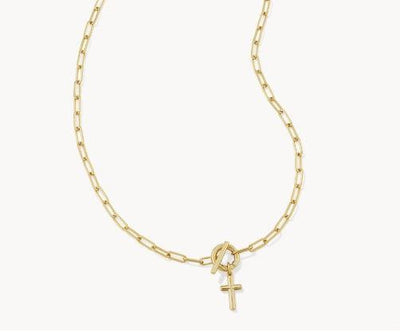 Kendra Scott Cross Link and Chain Necklace-14k Gold,Chain Necklace,Cross,Cross Charm,cross necklace,Jewelry,Kendra Scott,Link Necklace,necklace,necklaces,Women,women's-[option4]-[option5]-[option6]-Bella Bliss Boutique in Texas
