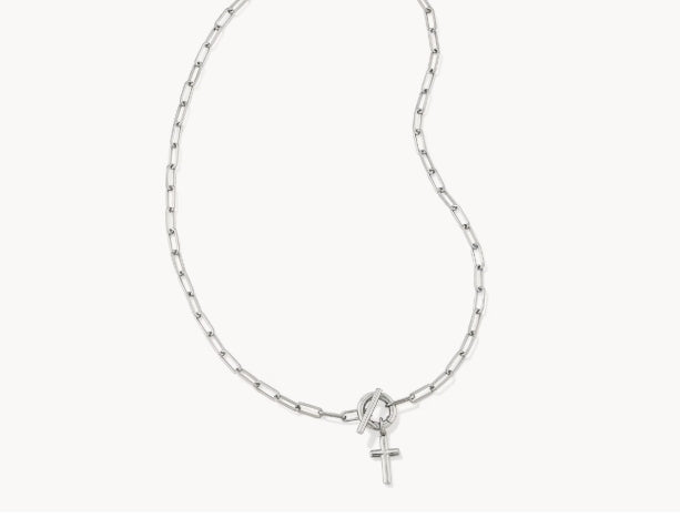 Kendra Scott Cross Link and Chain Necklace-18" Necklace,Chain Necklace,cross necklace,Jewelry,Kendra Scott,Link Necklace,necklace,necklaces,Pendant Necklace,Silver,Women,women's-[option4]-[option5]-[option6]-Bella Bliss Boutique in Texas