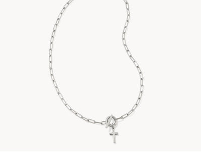 Kendra Scott Cross Link and Chain Necklace-18" Necklace,Chain Necklace,cross necklace,Jewelry,Kendra Scott,Link Necklace,necklace,necklaces,Pendant Necklace,Silver,Women,women's-[option4]-[option5]-[option6]-Bella Bliss Boutique in Texas