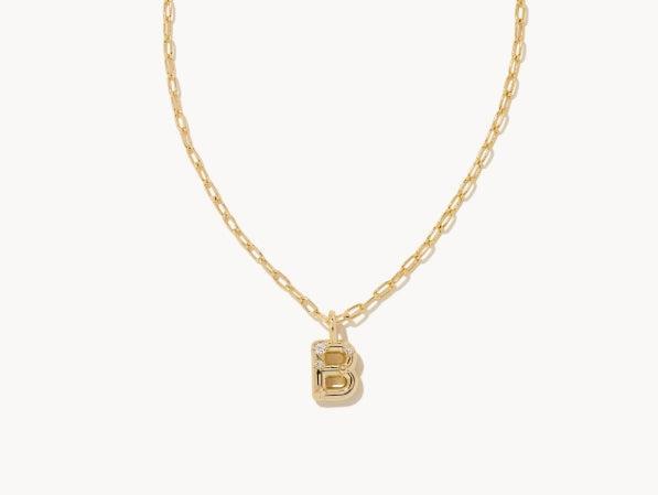 Kendra Scott Crystal Letter Short Pendant necklace-14k Gold,Chain Necklace,Charm Necklace,Jewelry,Kendra Scott,necklace,necklaces,Pendant Necklace,Women,women's-B-[option4]-[option5]-[option6]-Bella Bliss Boutique in Texas