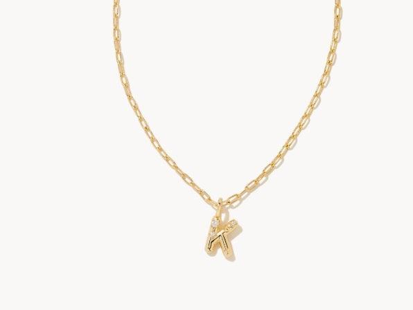 Kendra Scott Crystal Letter Short Pendant necklace-14k Gold,Chain Necklace,Charm Necklace,Jewelry,Kendra Scott,necklace,necklaces,Pendant Necklace,Women,women's-K-[option4]-[option5]-[option6]-Bella Bliss Boutique in Texas