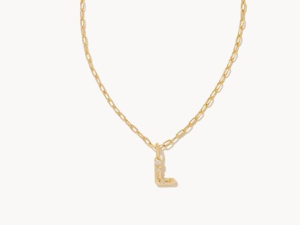 Kendra Scott Crystal Letter Short Pendant necklace-14k Gold,Chain Necklace,Charm Necklace,Jewelry,Kendra Scott,necklace,necklaces,Pendant Necklace,Women,women's-L-[option4]-[option5]-[option6]-Bella Bliss Boutique in Texas