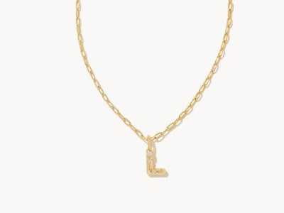 Kendra Scott Crystal Letter Short Pendant necklace-14k Gold,Chain Necklace,Charm Necklace,Jewelry,Kendra Scott,necklace,necklaces,Pendant Necklace,Women,women's-L-[option4]-[option5]-[option6]-Bella Bliss Boutique in Texas