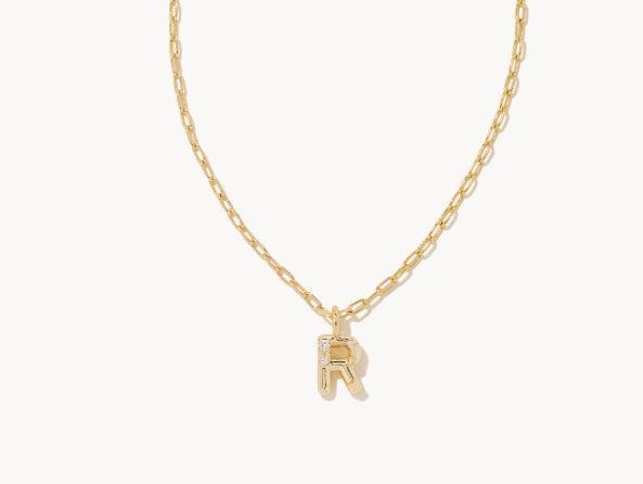 Kendra Scott Crystal Letter Short Pendant necklace-14k Gold,Chain Necklace,Charm Necklace,Jewelry,Kendra Scott,necklace,necklaces,Pendant Necklace,Women,women's-R-[option4]-[option5]-[option6]-Bella Bliss Boutique in Texas