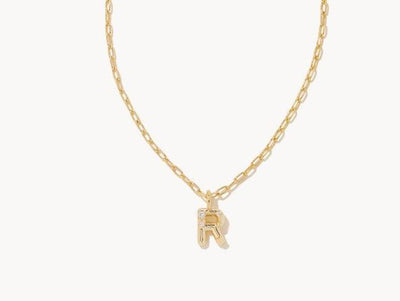 Kendra Scott Crystal Letter Short Pendant necklace-14k Gold,Chain Necklace,Charm Necklace,Jewelry,Kendra Scott,necklace,necklaces,Pendant Necklace,Women,women's-R-[option4]-[option5]-[option6]-Bella Bliss Boutique in Texas