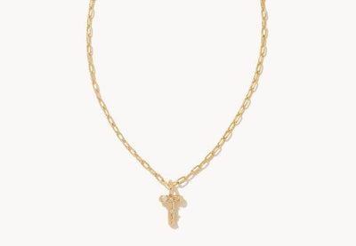 Kendra Scott Crystal Letter Short Pendant necklace-14k Gold,Chain Necklace,Charm Necklace,Jewelry,Kendra Scott,necklace,necklaces,Pendant Necklace,Women,women's-T-[option4]-[option5]-[option6]-Bella Bliss Boutique in Texas