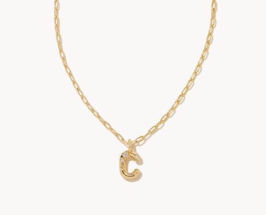 Kendra Scott Crystal Letter Short Pendant necklace-14k Gold,Chain Necklace,Charm Necklace,Jewelry,Kendra Scott,necklace,necklaces,Pendant Necklace,Women,women's-[option4]-[option5]-[option6]-Bella Bliss Boutique in Texas