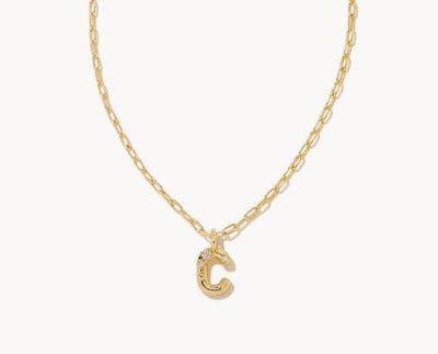 Kendra Scott Crystal Letter Short Pendant necklace-14k Gold,Chain Necklace,Charm Necklace,Jewelry,Kendra Scott,necklace,necklaces,Pendant Necklace,Women,women's-[option4]-[option5]-[option6]-Bella Bliss Boutique in Texas