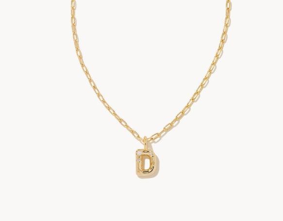 Kendra Scott Crystal Letter Short Pendant necklace-14k Gold,Chain Necklace,Charm Necklace,Jewelry,Kendra Scott,necklace,necklaces,Pendant Necklace,Women,women's-[option4]-[option5]-[option6]-Bella Bliss Boutique in Texas