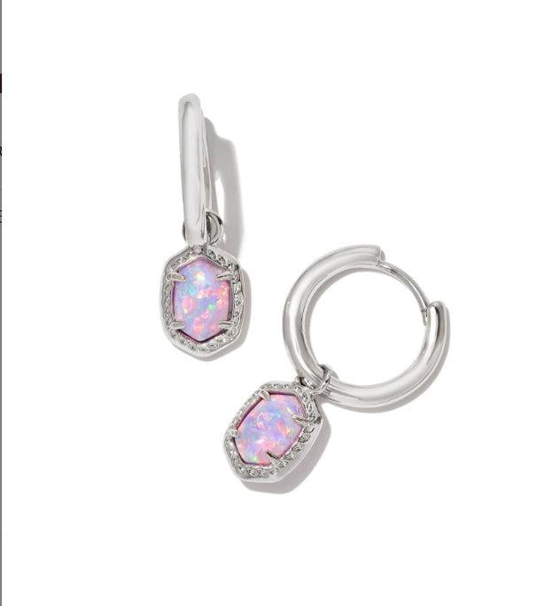 Kendra Scott Daphne Framed Huggie Earring-CZ,Dangle Earrings,Earring,Earrings,Gifts for Her,Jewelry,Kendra Scott,Leverback Earrings,Opal,Post Drop Earrings,Post Earrings,Silver,Women,women's-[option4]-[option5]-[option6]-Bella Bliss Boutique in Texas
