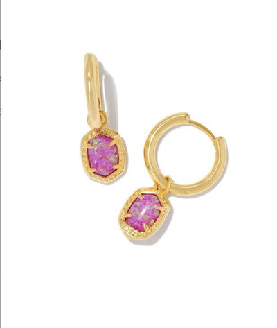 Kendra Scott Daphne Framed Huggie Earrings-14k Gold,CZ,Dangle Earrings,Earring,Earrings,Gifts for Her,Jewelry,Kendra Scott,Leverback Earrings,Opal,Pink Opal,Post Drop Earrings,Women,women's-[option4]-[option5]-[option6]-Bella Bliss Boutique in Texas